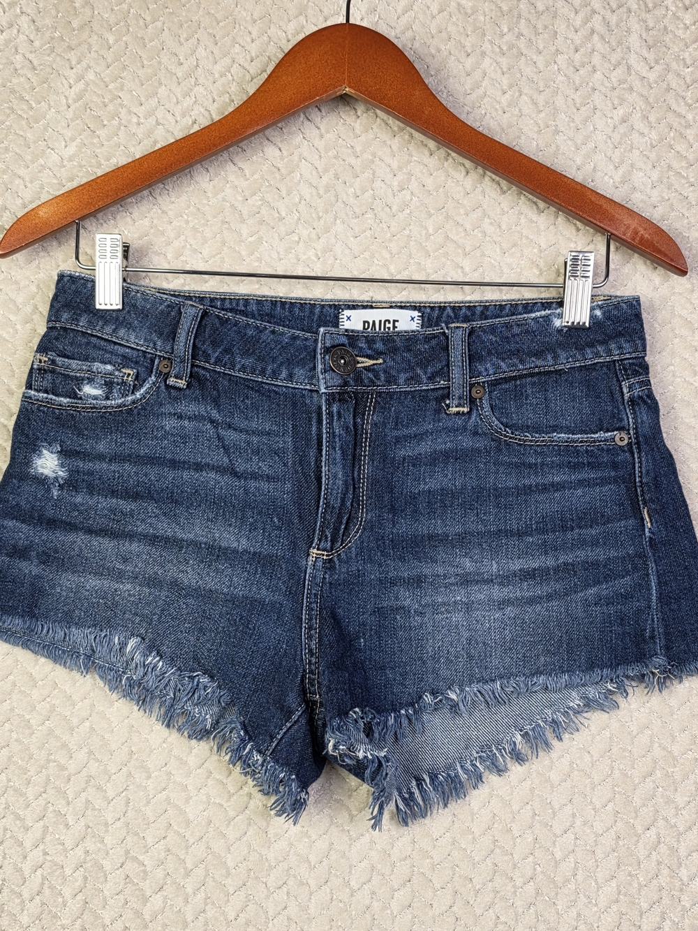 Paige Keira Shorts Womens 25 Blue Jean Shorts Cut Off‎ Distressed